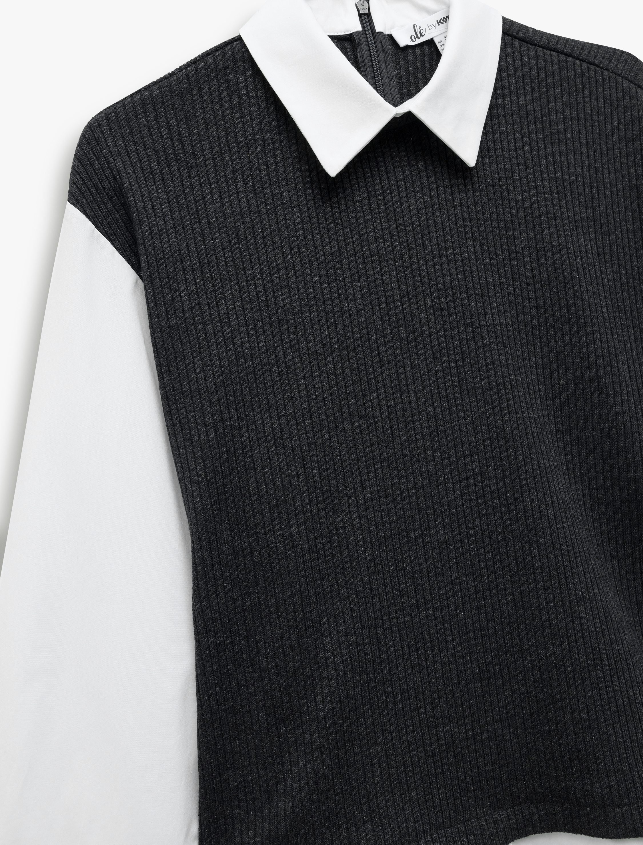   Pamuklu Uzun Kollu Süveter Detaylı Klasik Yaka Gömlek