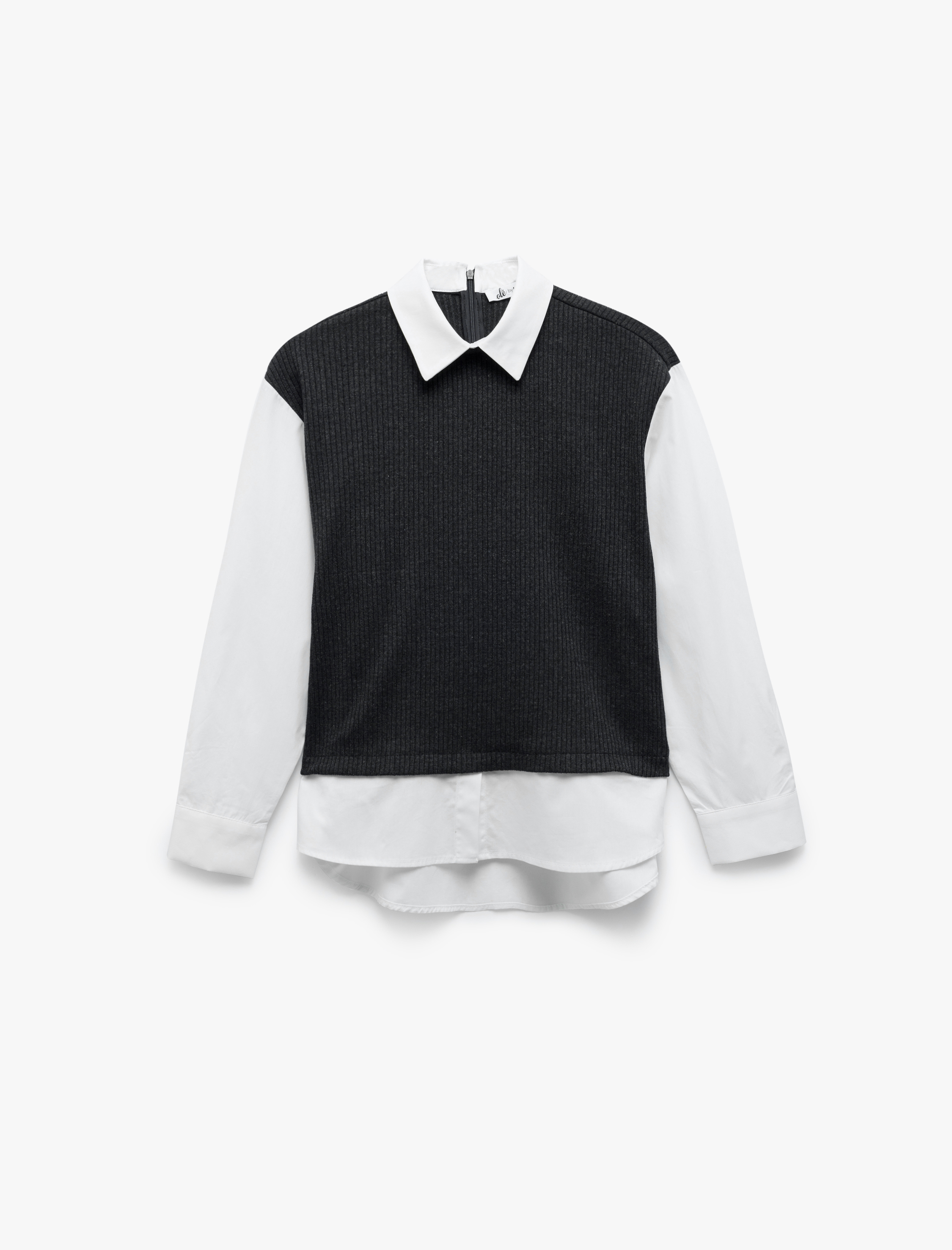   Pamuklu Uzun Kollu Süveter Detaylı Klasik Yaka Gömlek