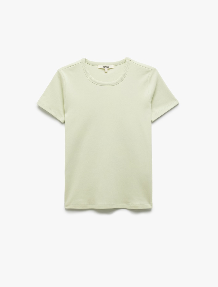  Pamuklu Slim Fit Kısa Kollu Bisiklet Yaka Basic Tişört