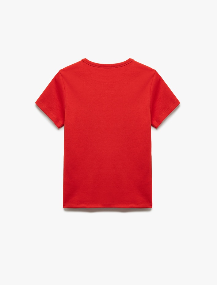  Pamuklu Slim Fit Kısa Kollu Bisiklet Yaka Basic Tişört