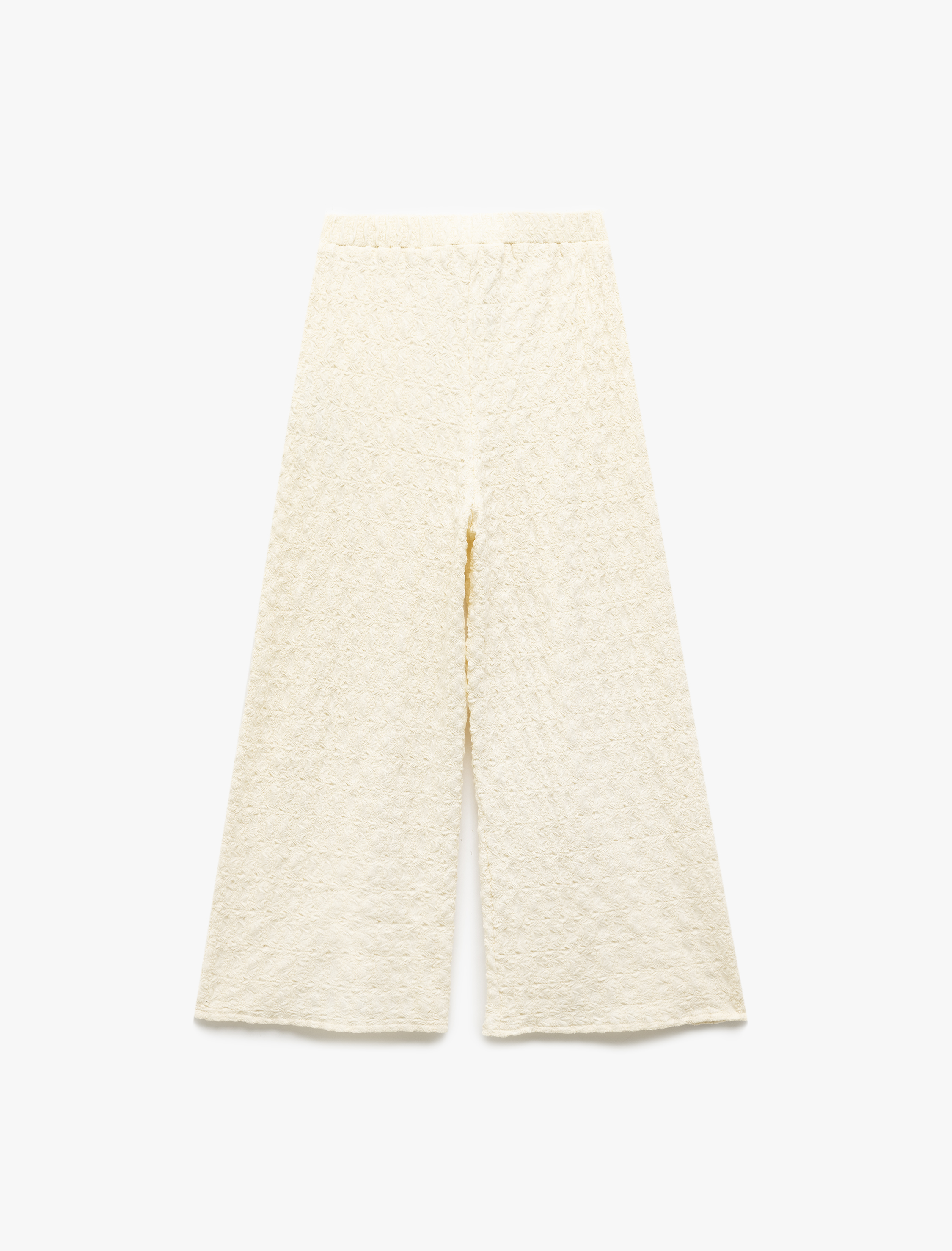  Kız Çocuk Yırtmaç Detaylı Beli Lastikli Palazzo Pantolon