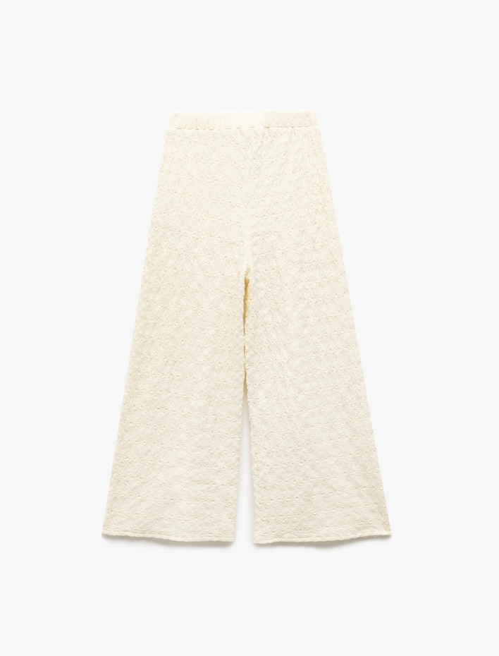 Kız Çocuk Yırtmaç Detaylı Beli Lastikli Palazzo Pantolon