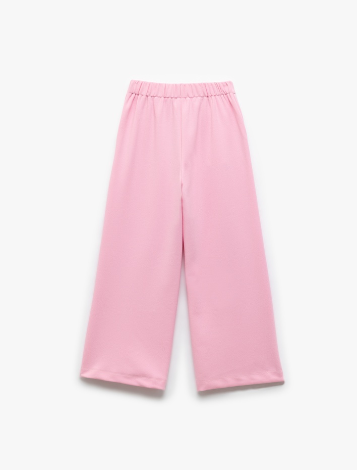 Kız Çocuk Beli Lastikli Cepli Basic İspanyol Paça Pantolon