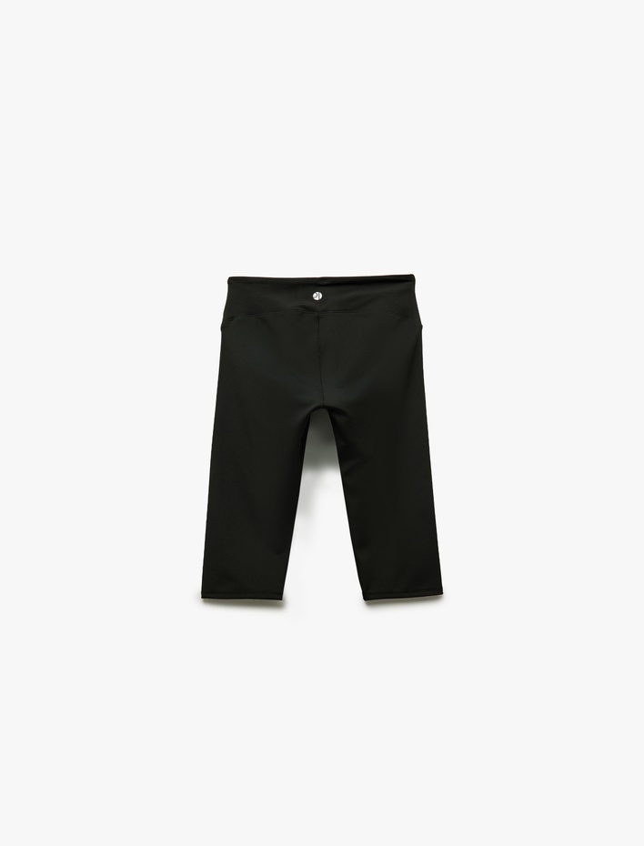  Biker Slim Fit İnterlok Kapri Spor Tayt