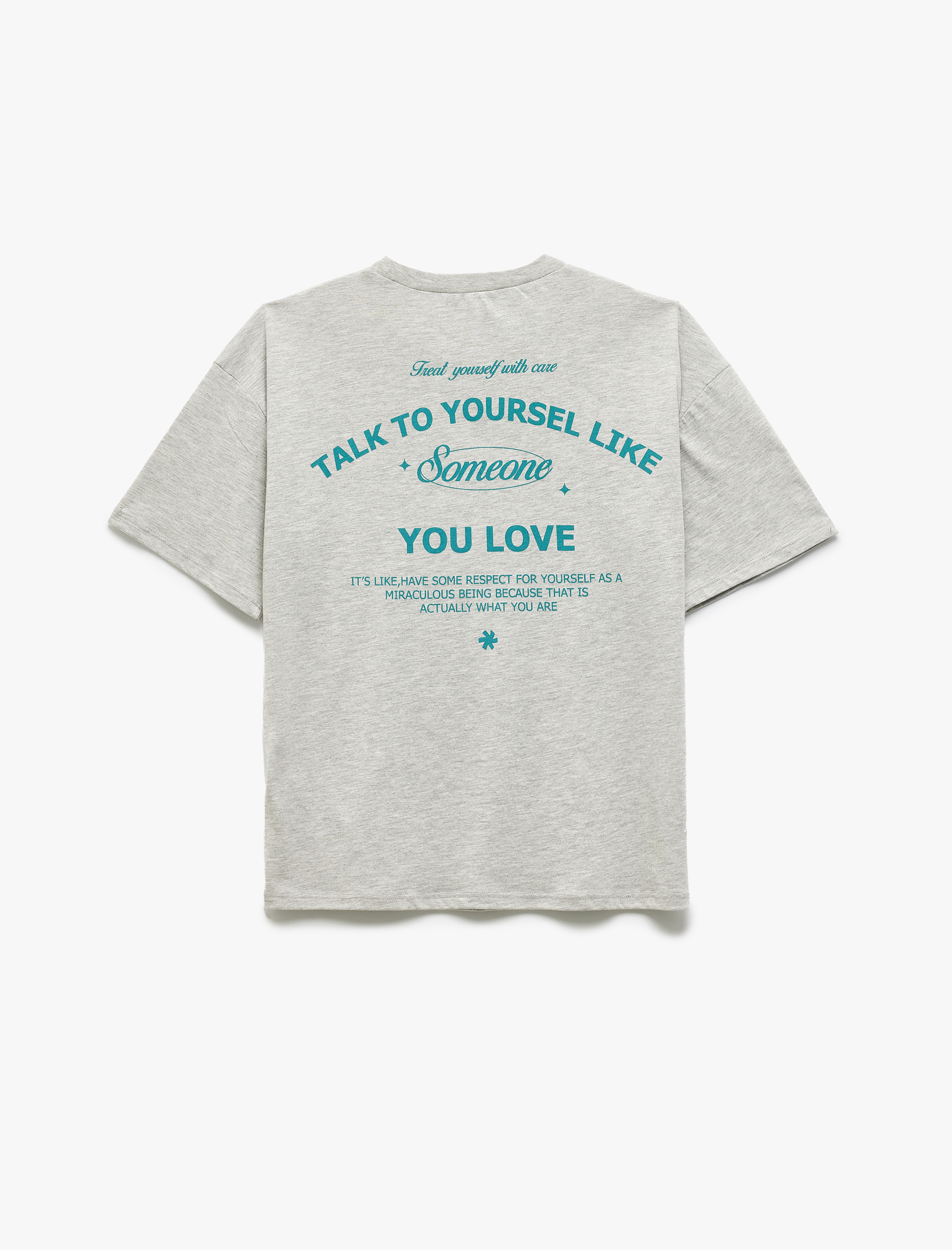   Baskılı Kısa Kollu Bisiklet Yaka Oversize Tişört