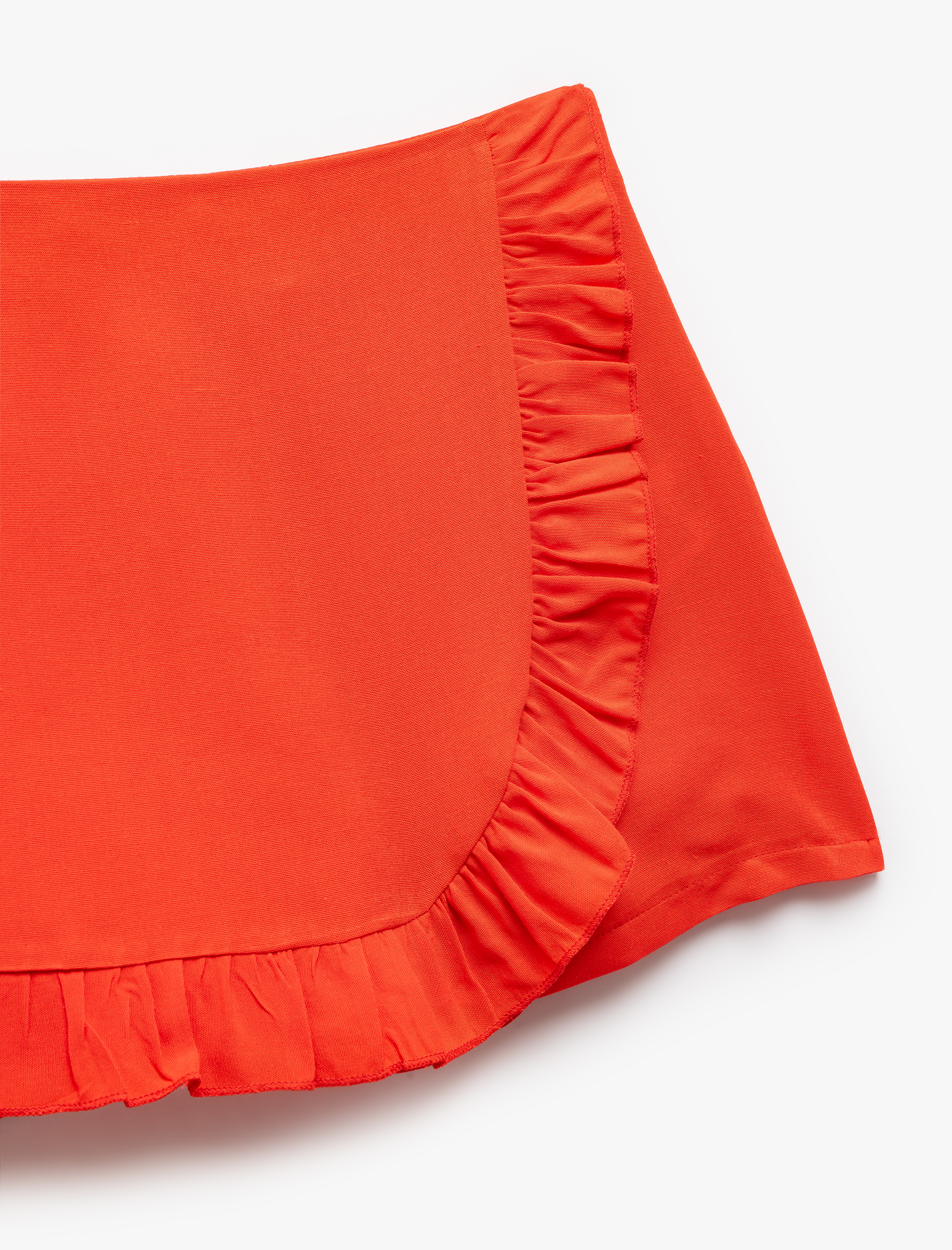  Kız Çocuk Fırfır Detaylı Beli Lastikli Viskon Mini Şort Etek