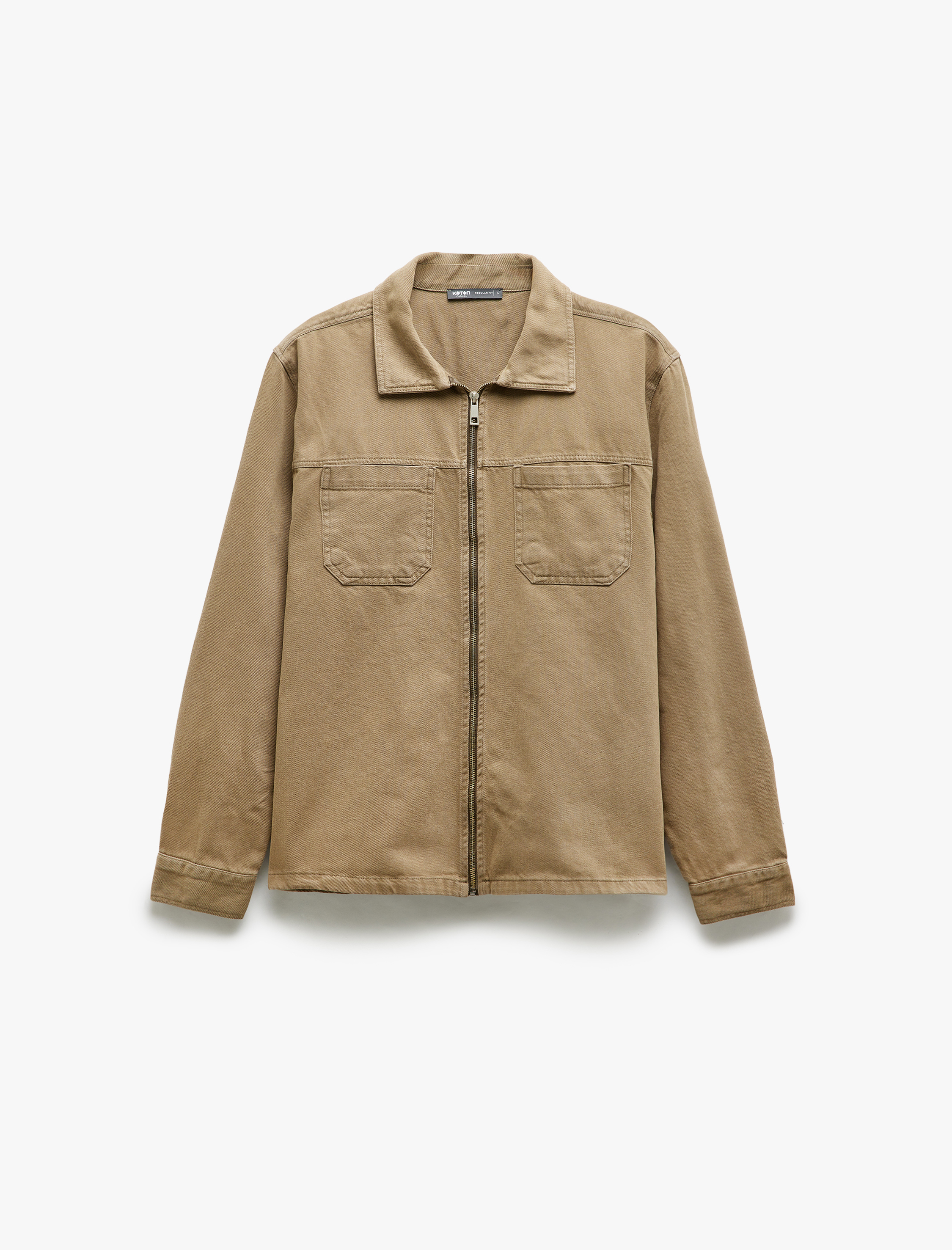   Pamuklu Uzun Kollu Cep Detaylı Gabardin Fermuarlı Mevsimlik Ceket