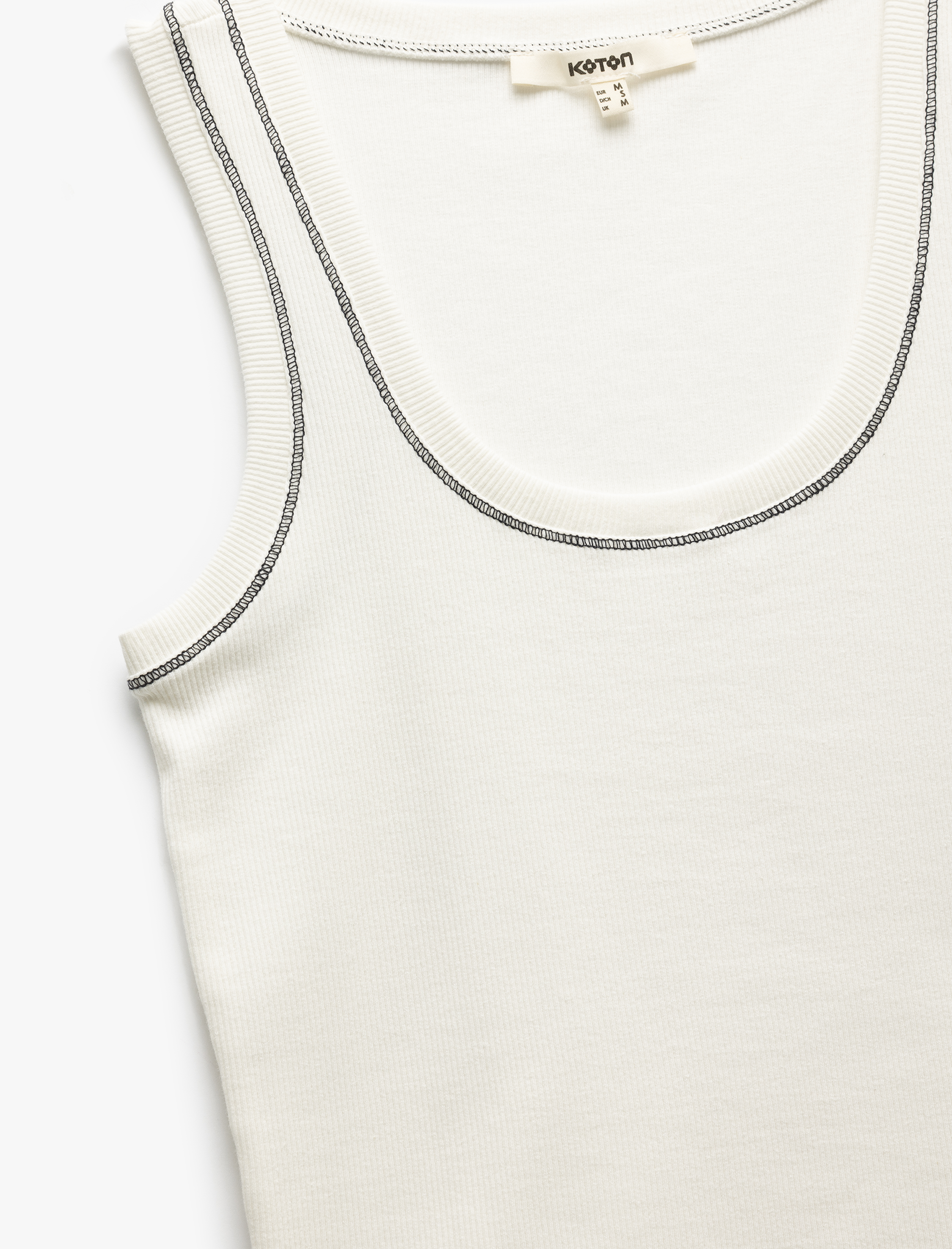   Dikiş Detaylı Pamuklu Kolsuz U Yaka Atlet