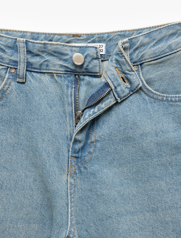 Pamuklu Bol Kesim Cepli Denim Pantolon - Loose Straight Fit Jean_6
