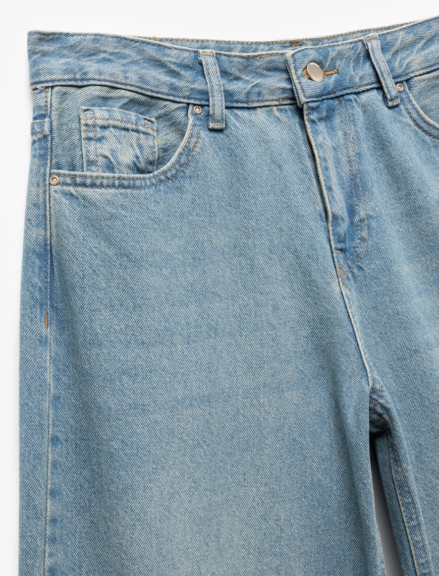   Pamuklu Bol Kesim Cepli Denim Pantolon - Loose Straight Fit Jean