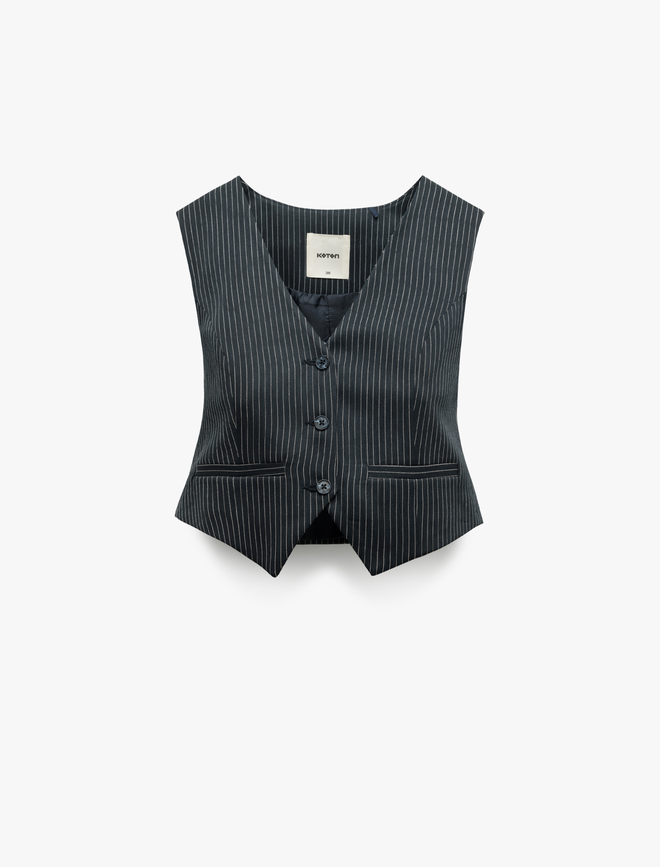 Slim Fit V Yaka Kolsuz Düğmeli Takım Yeleği