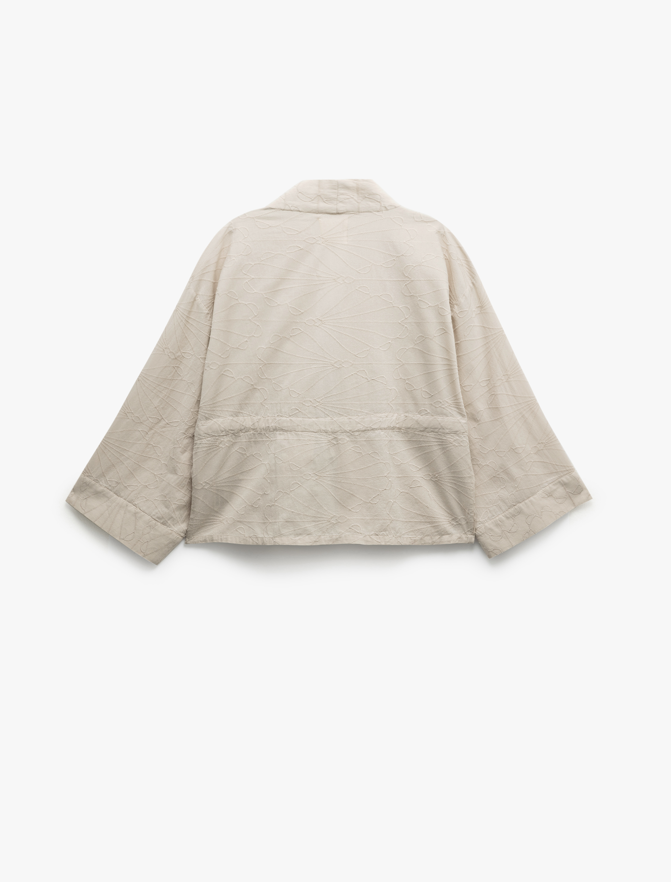   Pamuklu Cepli Beli Bağlamalı Uzun Kollu Fistolu Brodeli Kruvaze Kimono