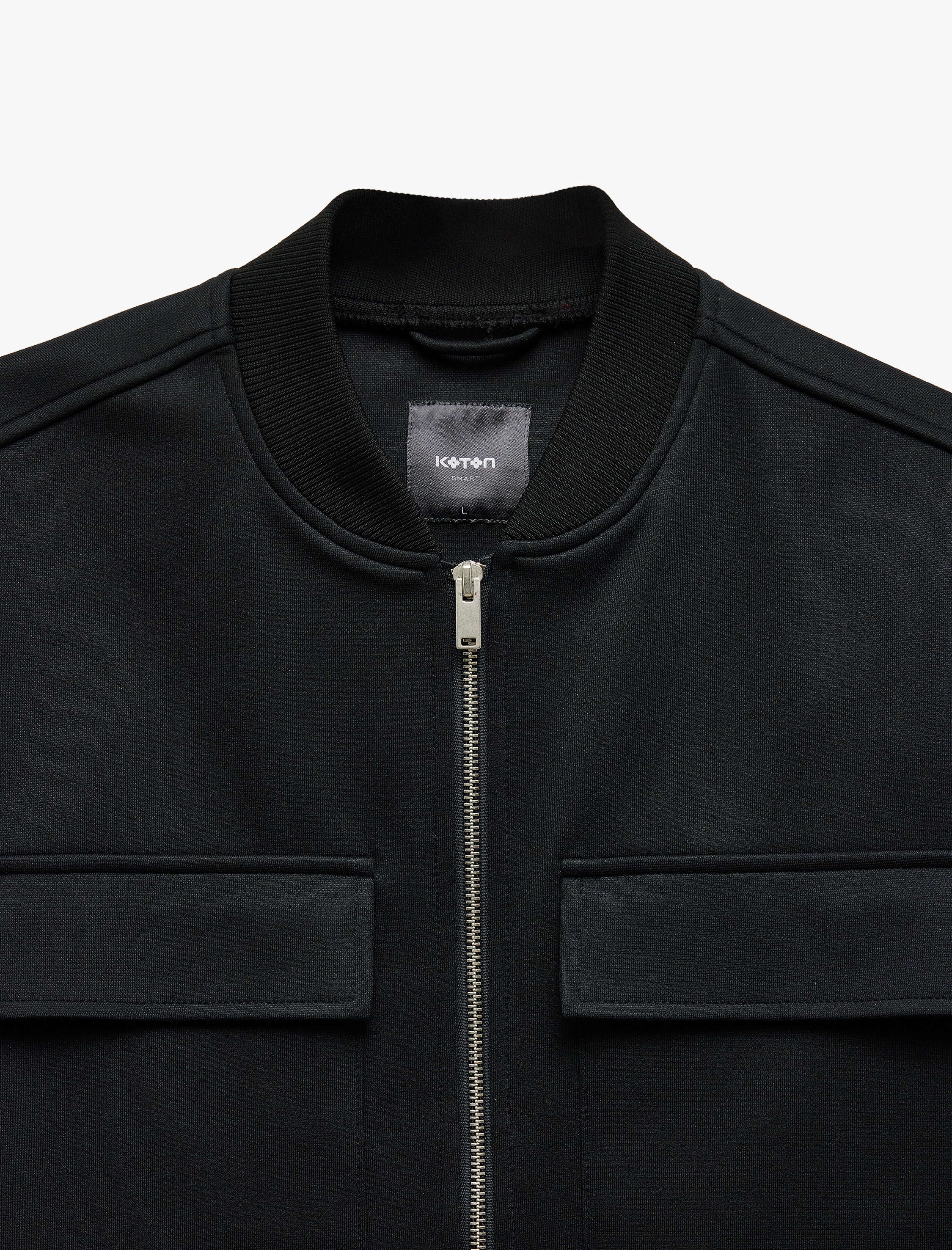   Cep Detaylı Uzun Kollu Kolej Yaka Fermuarlı Ceket