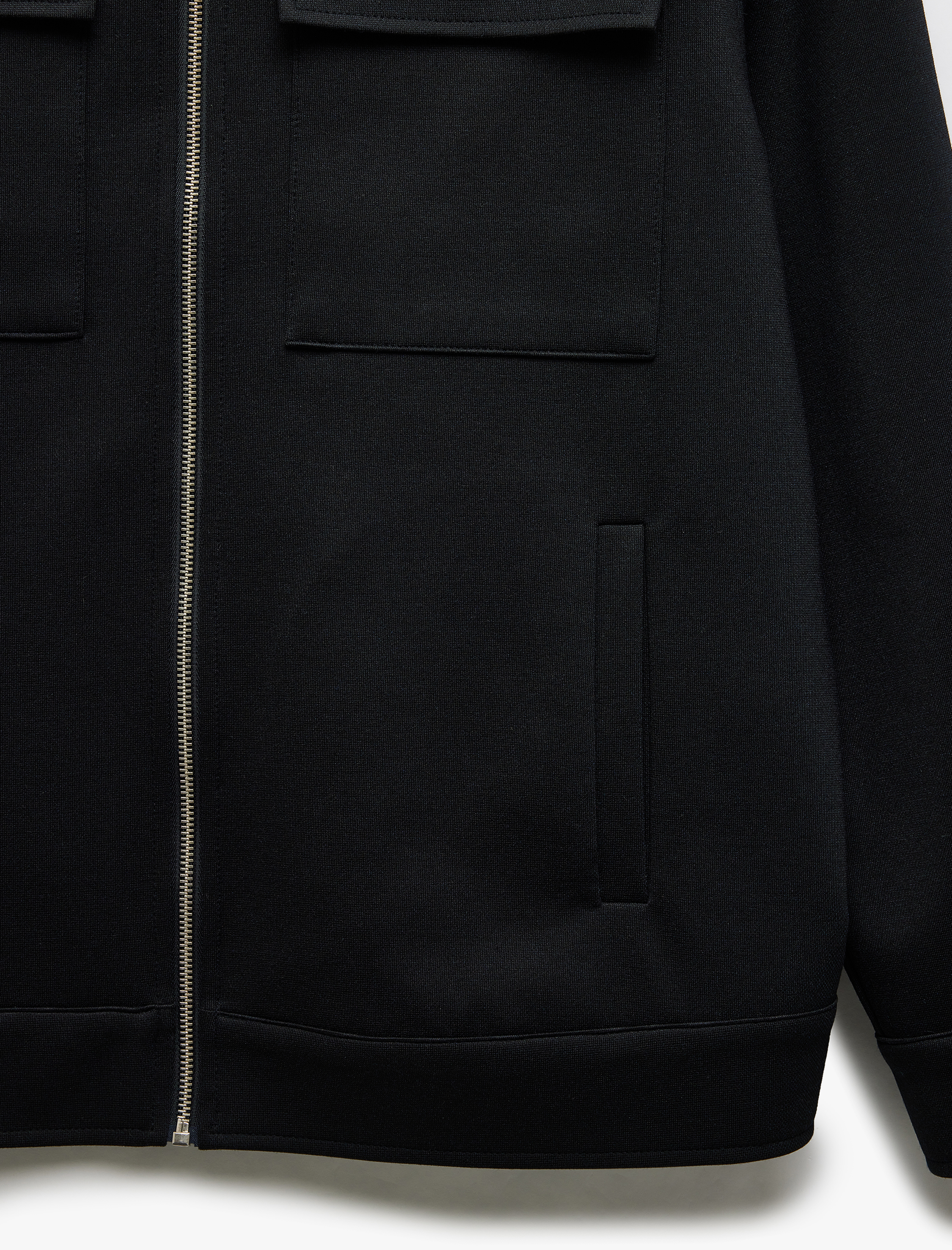   Cep Detaylı Uzun Kollu Kolej Yaka Fermuarlı Ceket