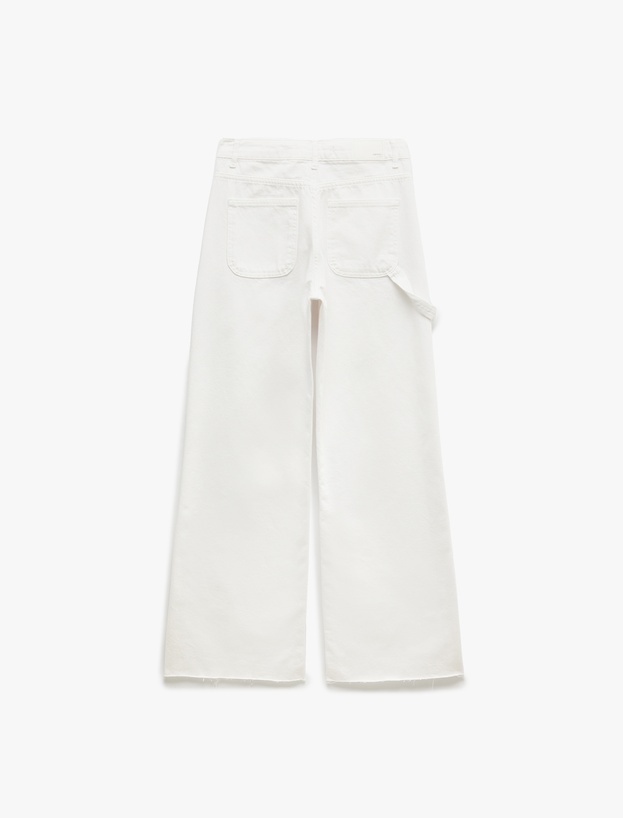 Kesik Paça Pamuklu Regular Fit Denim Pantolon - Wide Leg Jeans_3