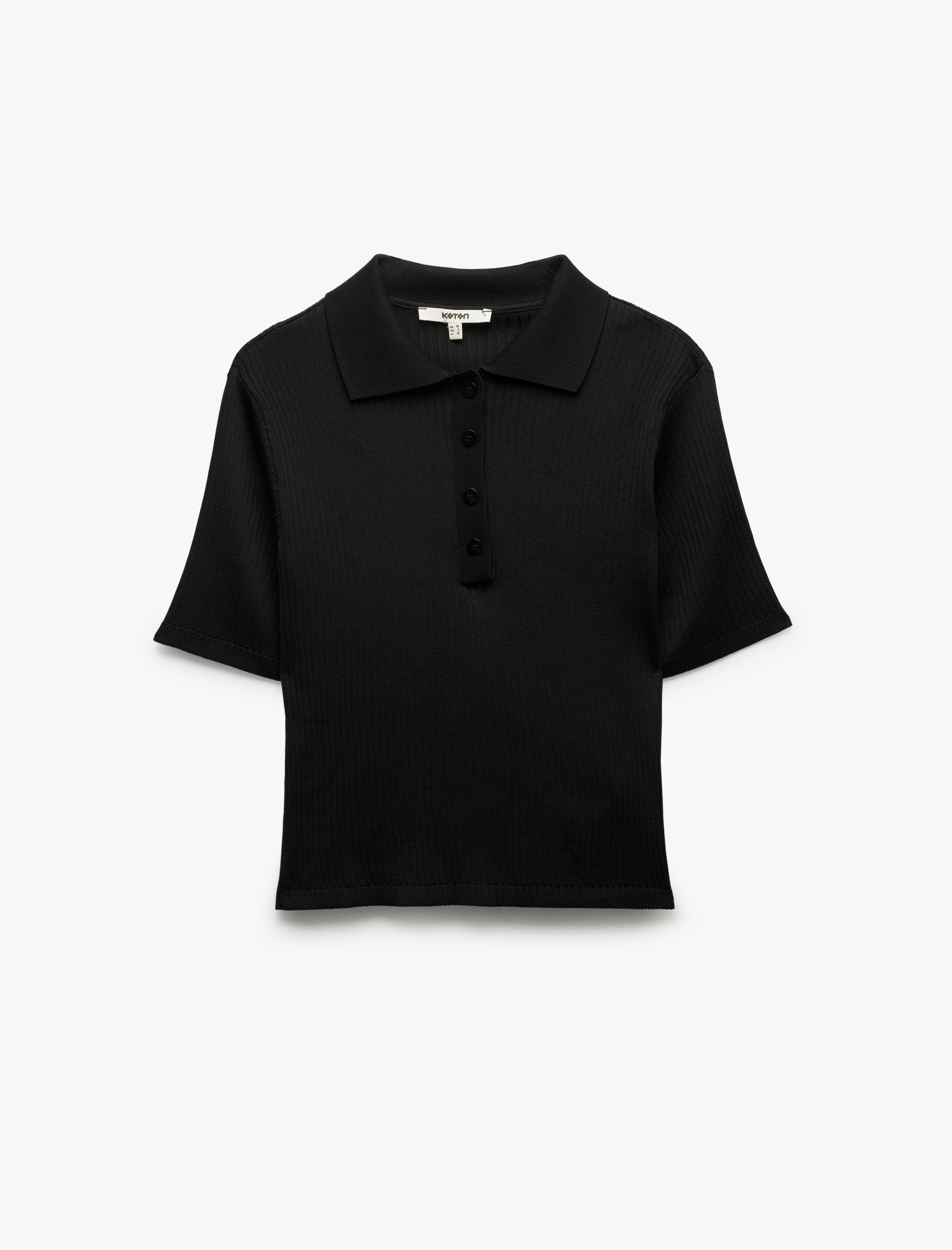 Kısa Kollu Düğmeli Polo Yaka Triko Kazak