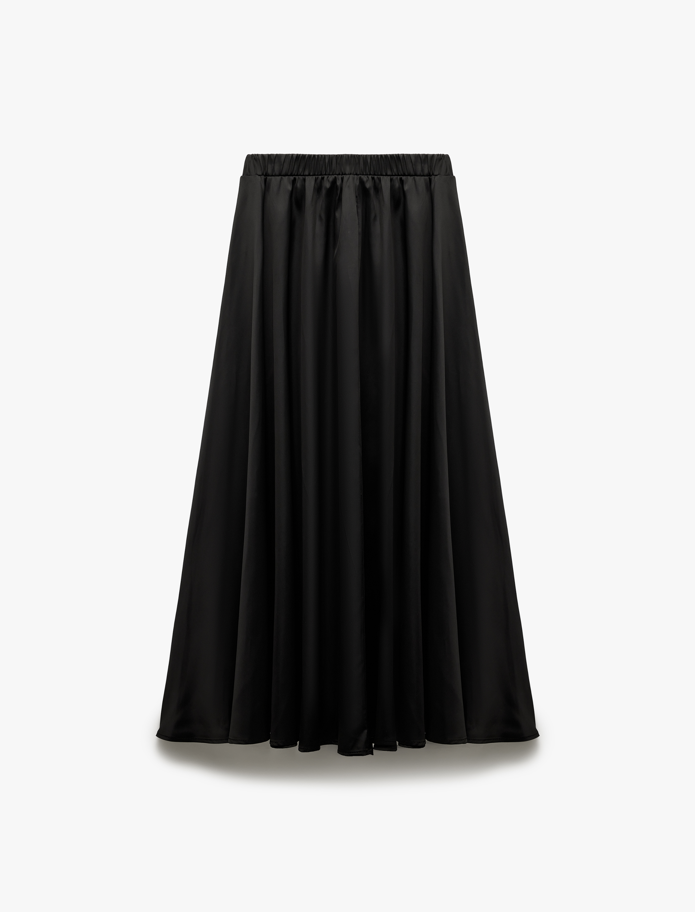   Beli Lastik Detaylı Kloş Pileli Saten Çan Etek