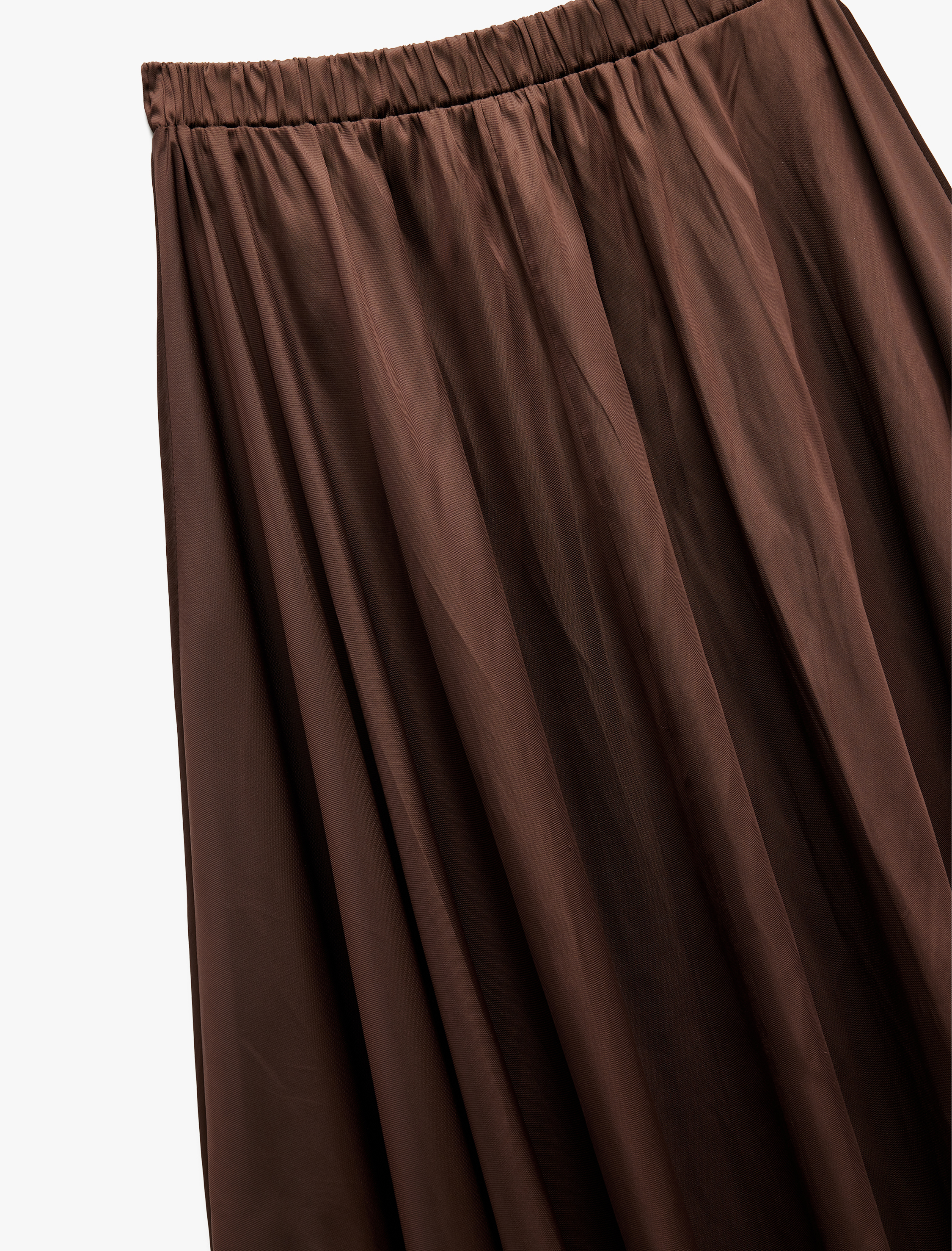   Beli Lastik Detaylı Kloş Pileli Saten Çan Etek