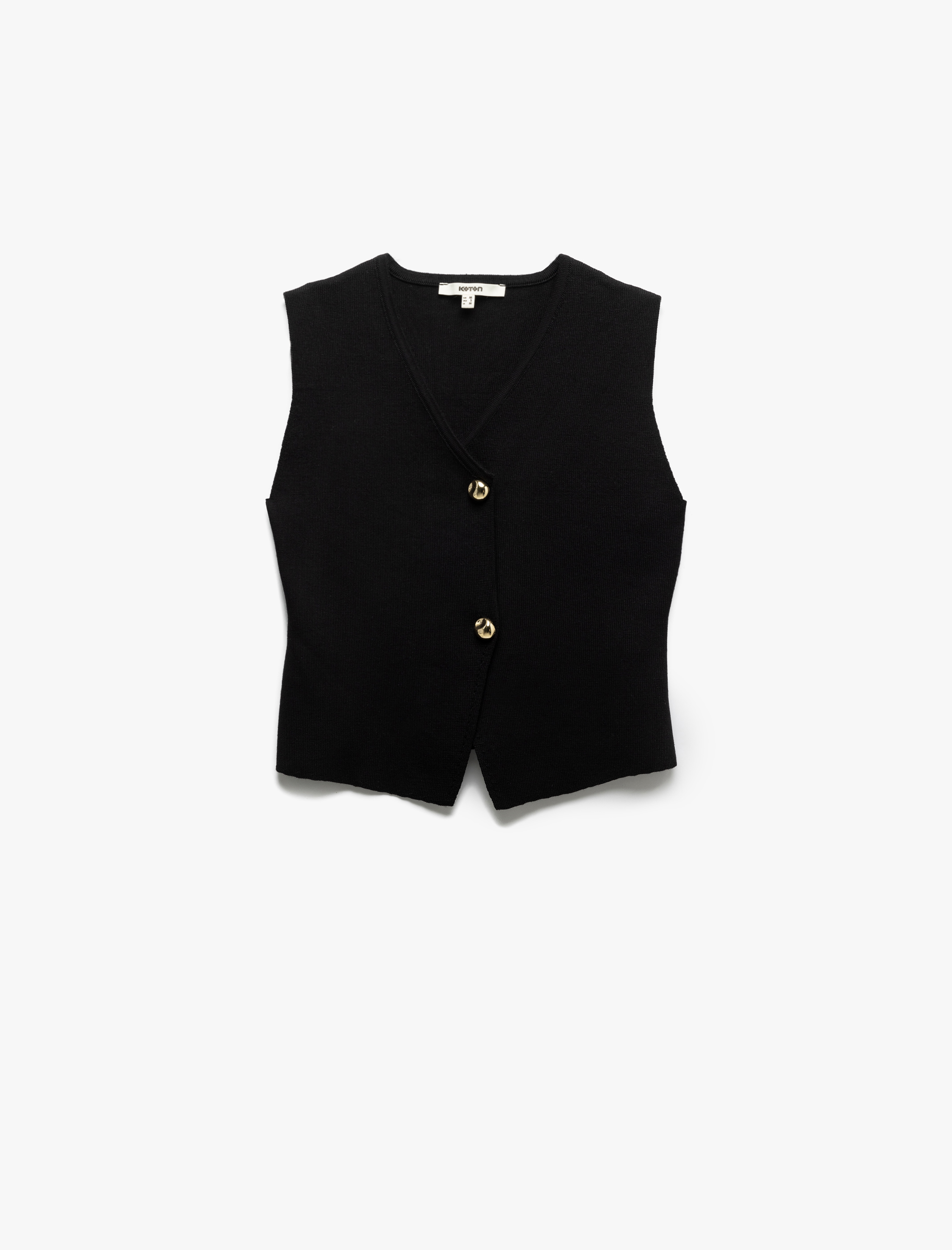   V Yaka Düğmeli Kolsuz Triko Yelek