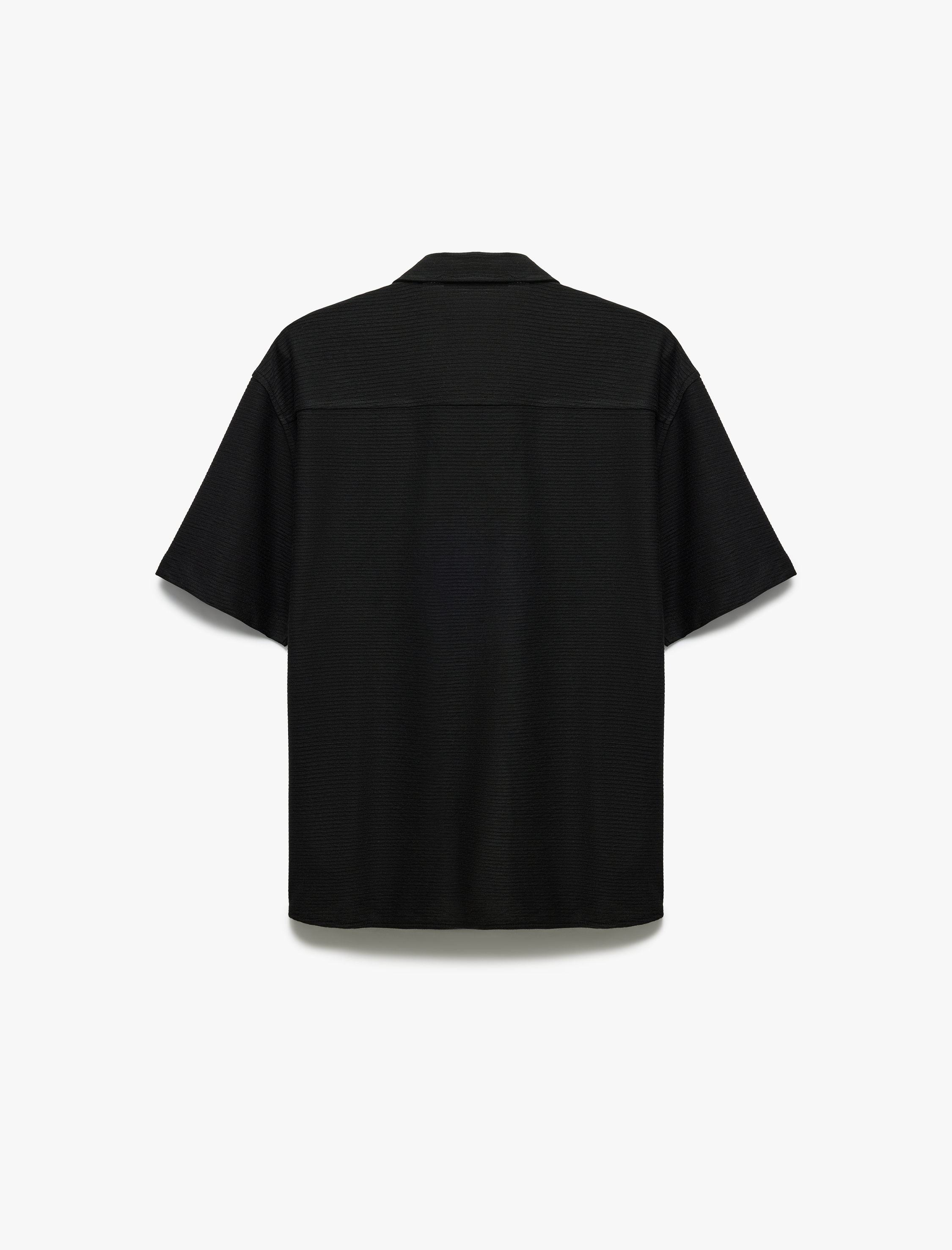   Düğmeli Yaka Dokulu Viskon Karışımlı Regular Fit Klasik Kısa Kollu Gömlek