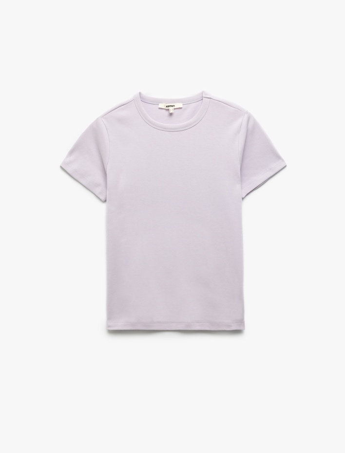  Pamuklu Slim Fit Kısa Kollu Bisiklet Yaka Basic Tişört