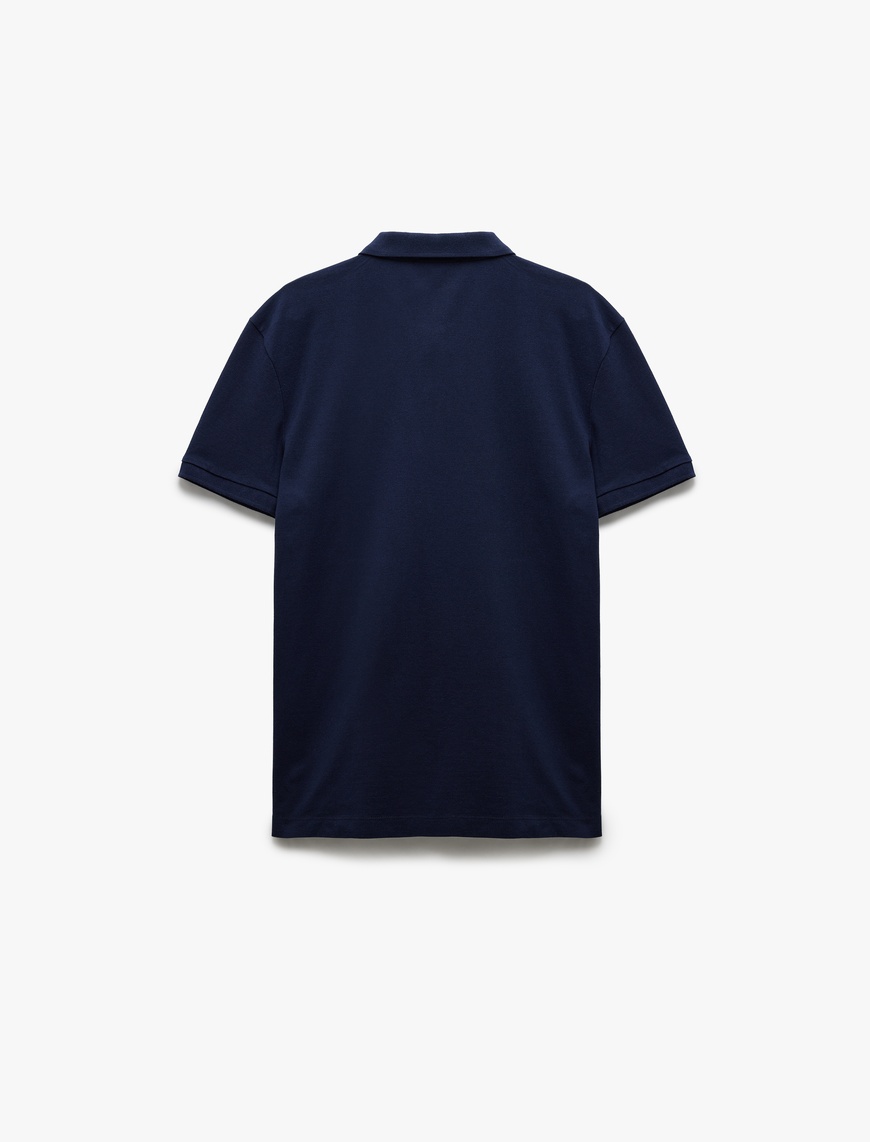   Kısa Kollu Pamuklu Pike Kumaş Polo Yaka Slim Fit Tişört