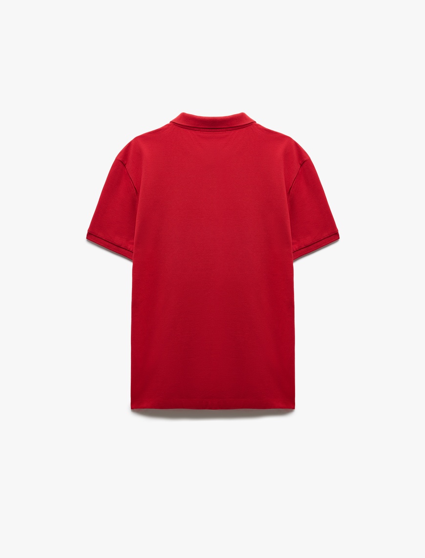   Kısa Kollu Pamuklu Pike Kumaş Polo Yaka Slim Fit Tişört