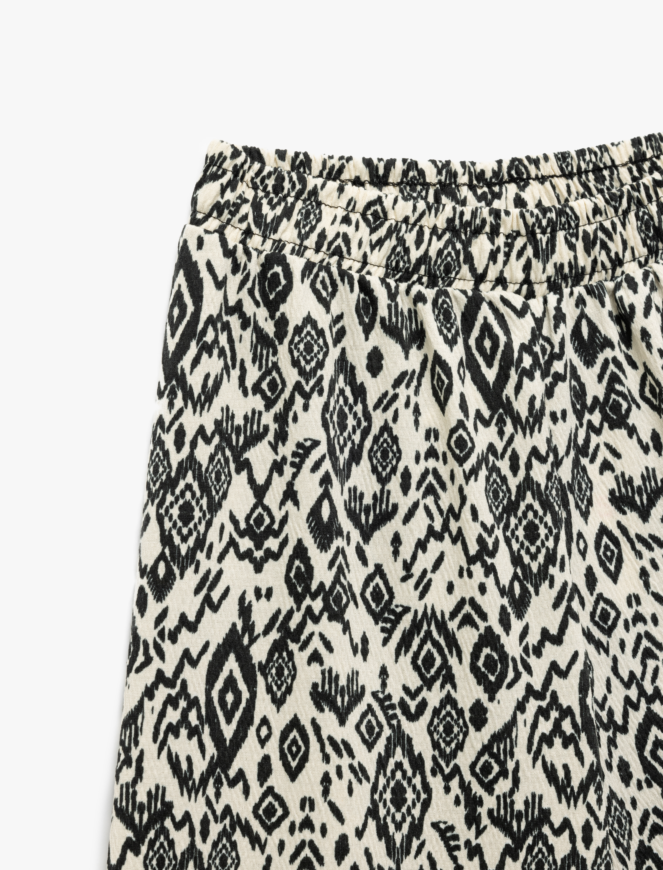  Kız Çocuk Beli Lastikli Desenli Bol Paça Pantolon