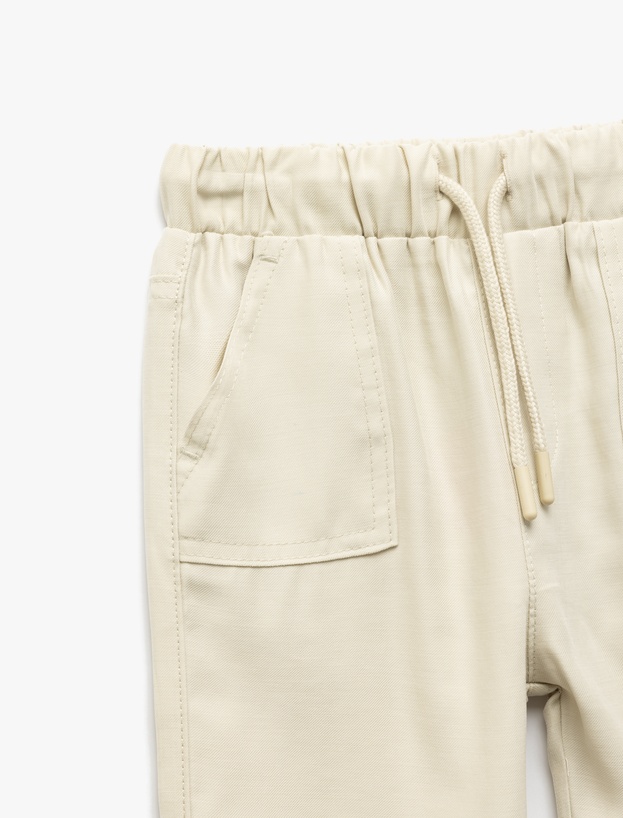 Beli Bağcıklı Cepli Basic Viskon Jogger Eşofman Altı_2