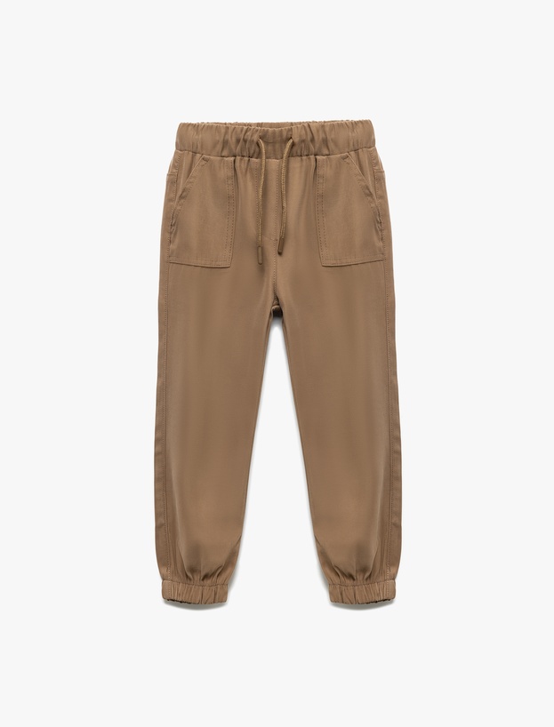 Beli Bağcıklı Cepli Basic Viskon Jogger Eşofman Altı_0