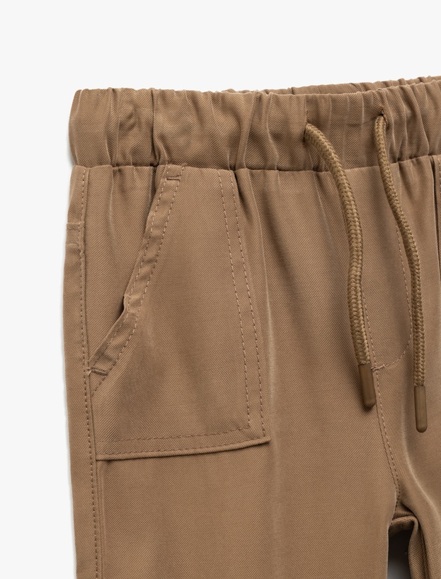 Beli Bağcıklı Cepli Basic Viskon Jogger Eşofman Altı_2