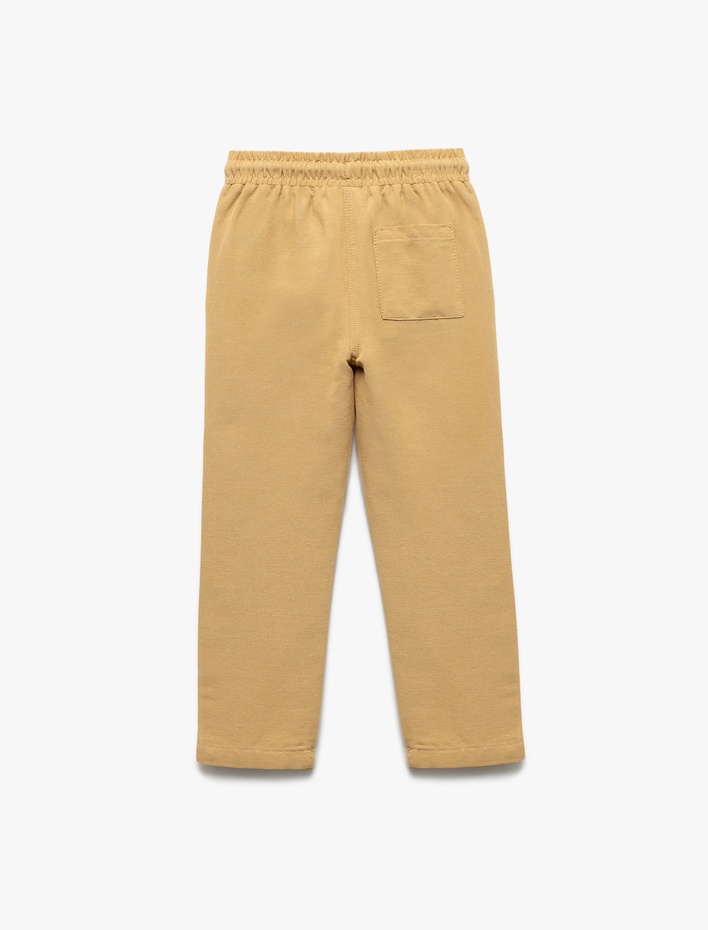 Erkek Bebek Beli Bağcıklı Keten ve Viskon Karışımlı Basic Eşofman Altı