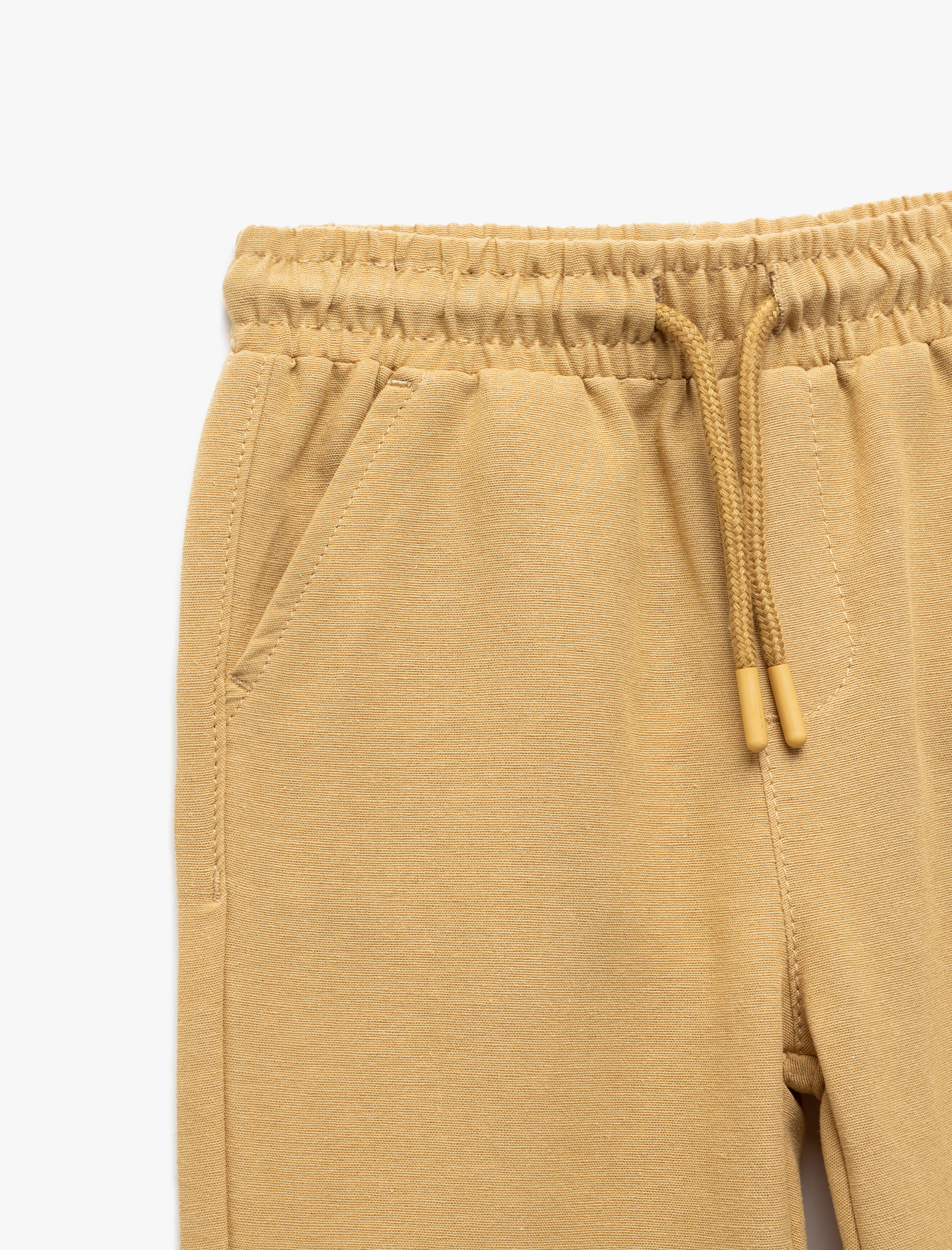  Erkek Bebek Beli Bağcıklı Keten ve Viskon Karışımlı Basic Eşofman Altı