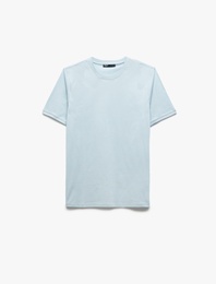 Kısa Kollu Bisiklet Yaka Pamuklu Slim Fit Erkek Basic Tişört
