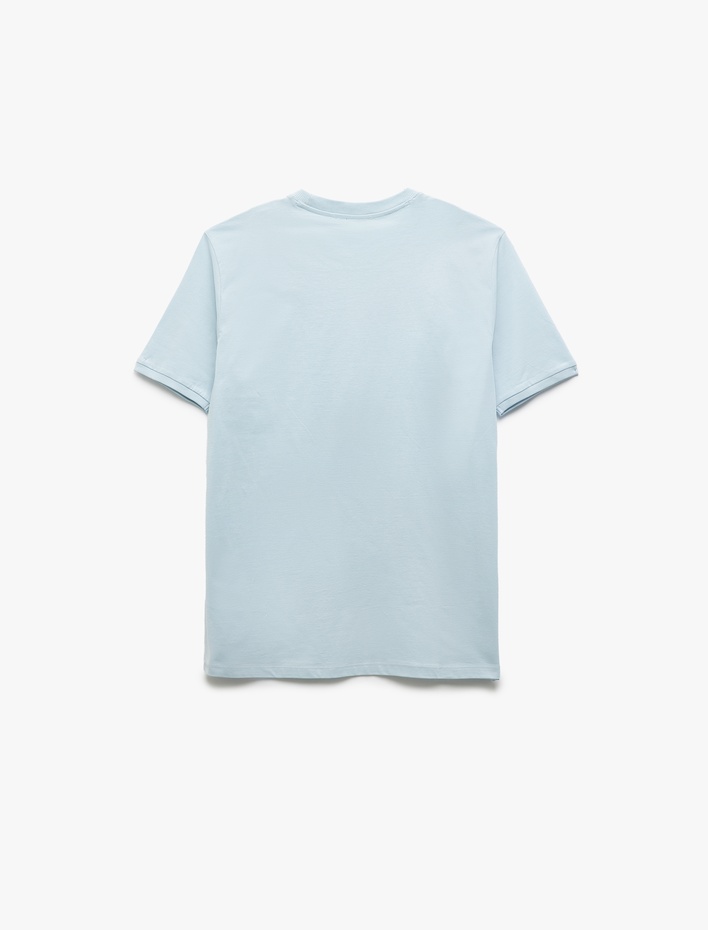  Kısa Kollu Bisiklet Yaka Pamuklu Slim Fit Erkek Basic Tişört