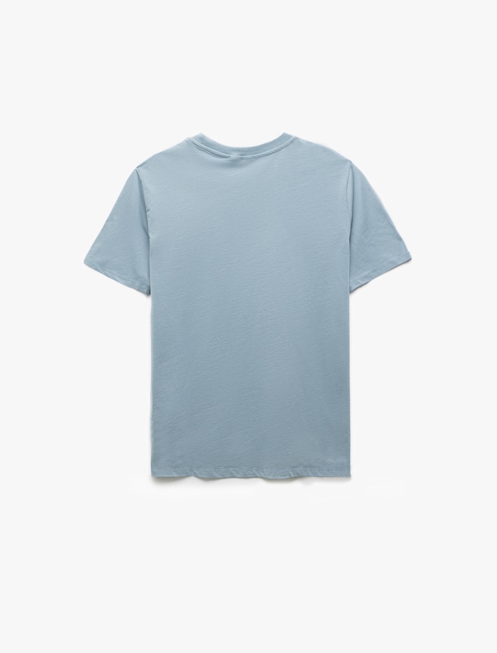  Baskılı Kısa Kollu Bisiklet Yaka Pamuklu Slim Fit Tişört