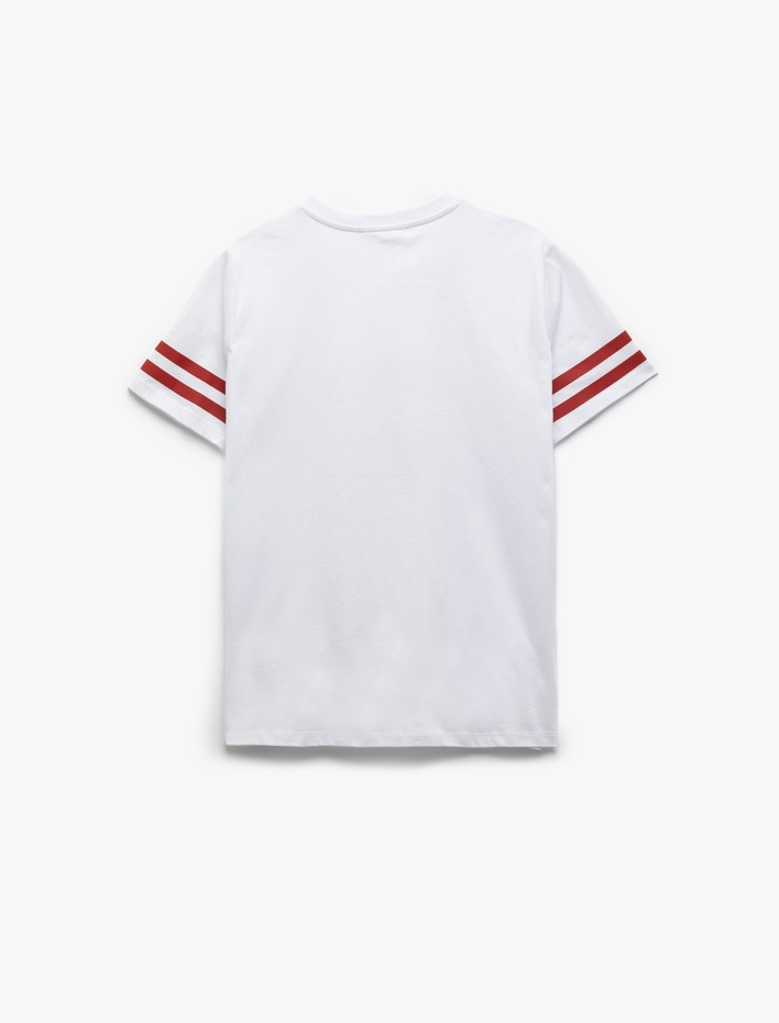  Pamuklu Kısa Kollu Bisiklet Yaka Western Temalı Baskılı Kadın Tişört