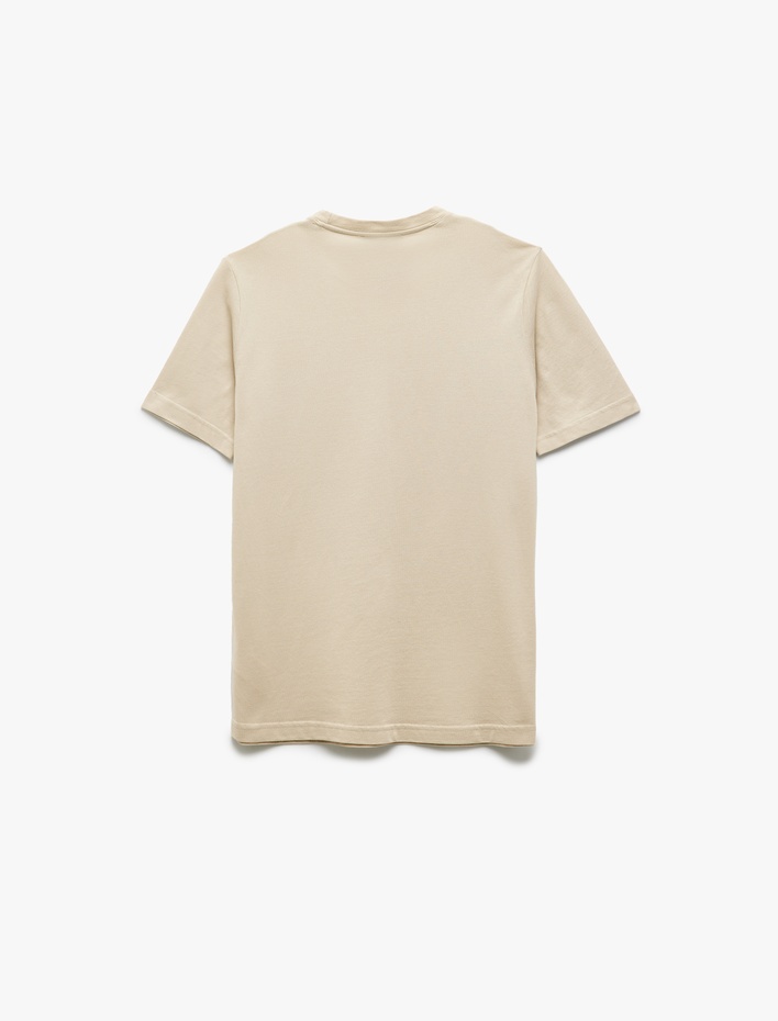  Baskılı Pamuklu Pike Kumaş Kısa Kollu Bisiklet Yaka Slim Fit Tişört