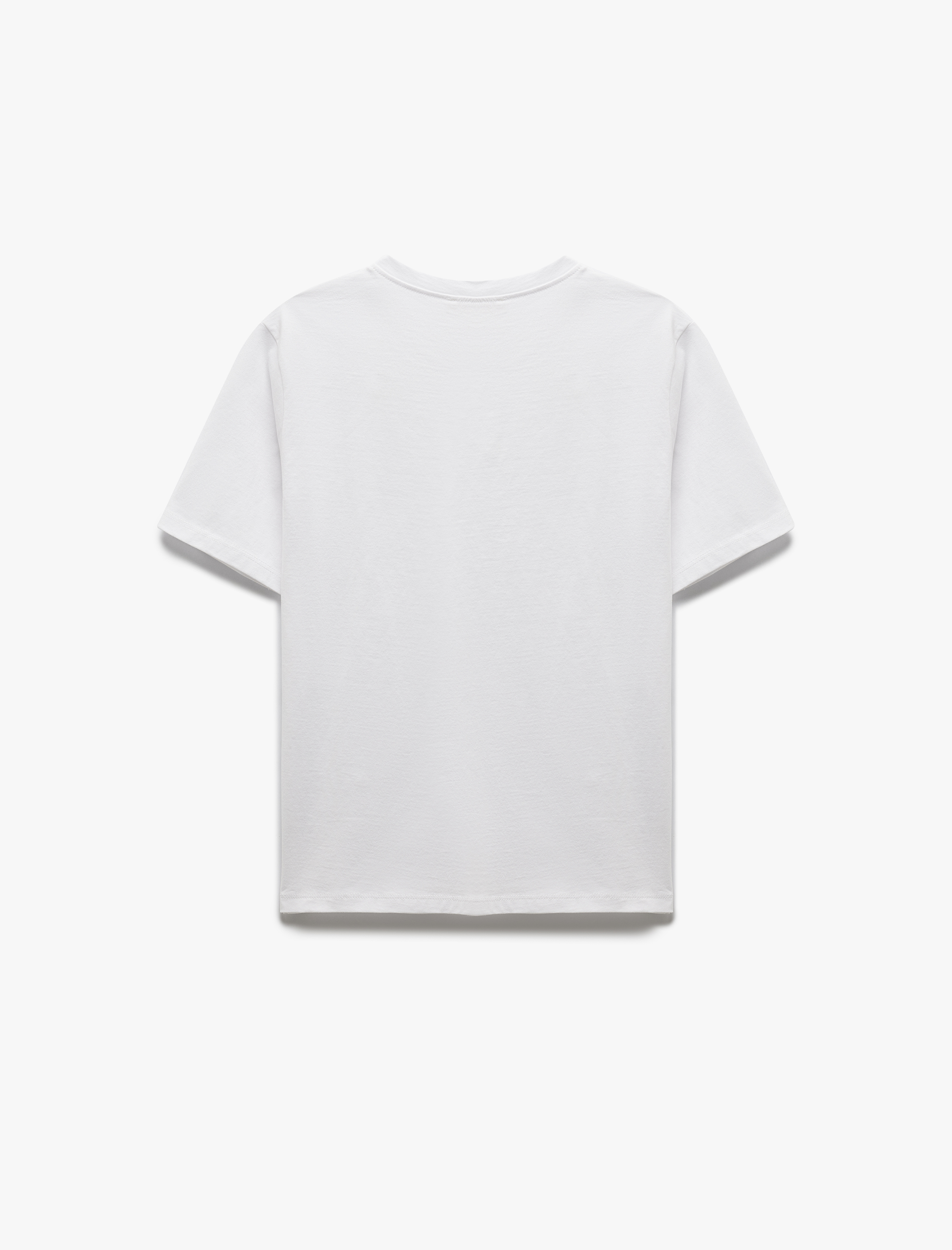   Pamuklu Boncuklu Fiyonk Detaylı Kısa Kollu Bisiklet Yaka Tişört