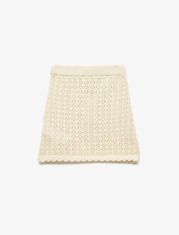 Kız Çocuk Ajurlu Triko Mini Etek