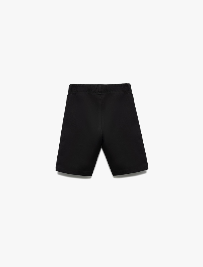 Kız Çocuk Pamuklu Beli Lastikli Palmiye Baskı Detaylı Şort