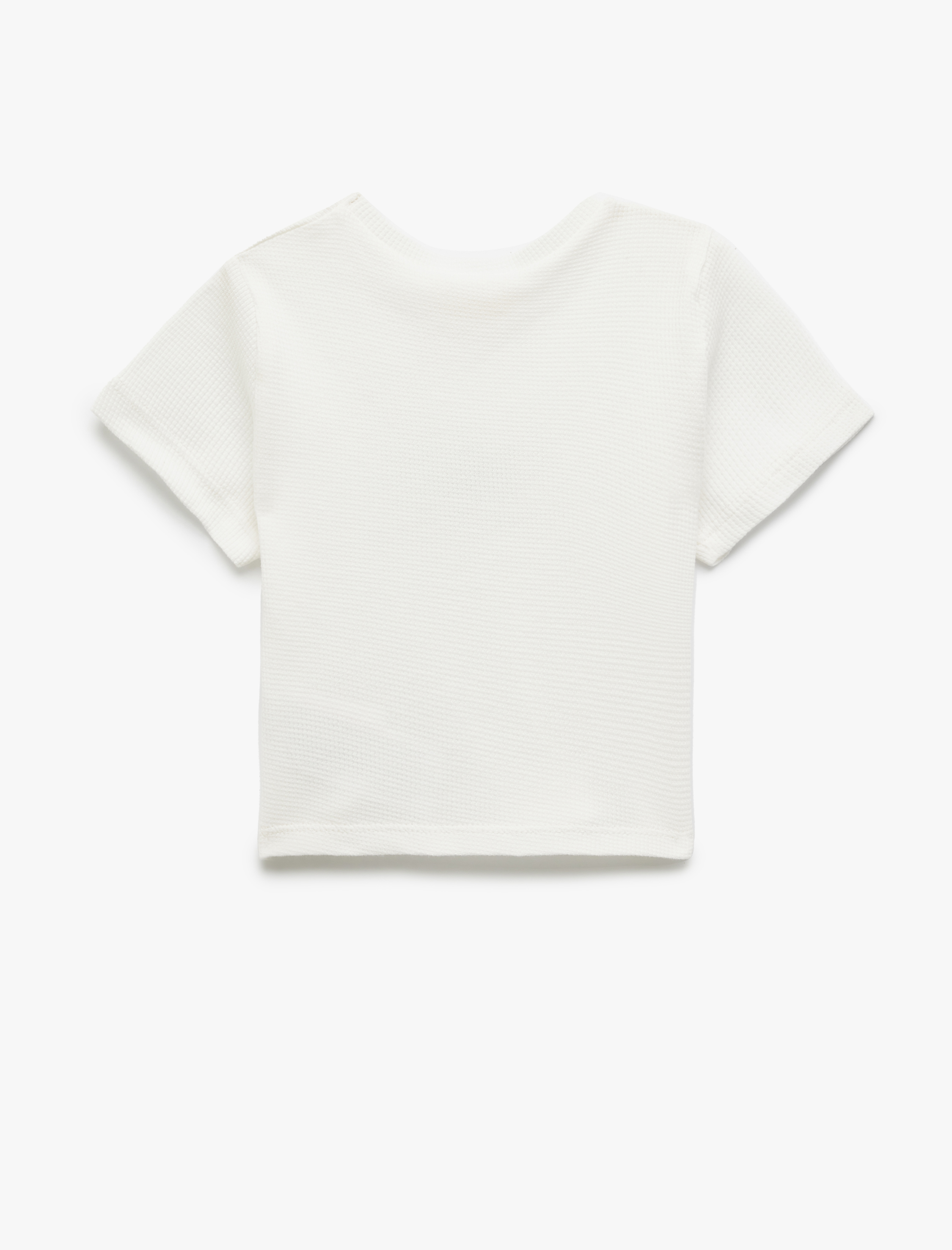  Kız Çocuk Bisiklet Yaka Kısa Kollu Kedi Baskılı Pamuklu Tişört