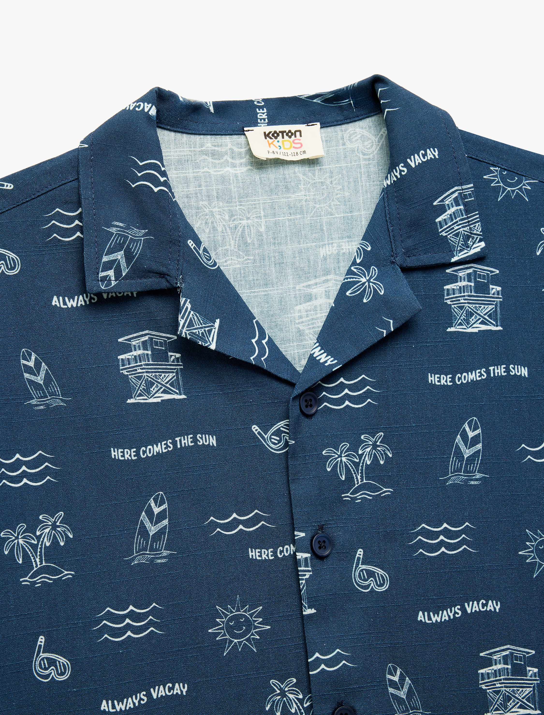  Erkek Çocuk Pamuklu  Desenli Düğmeli  Kısa Kollu Gömlek