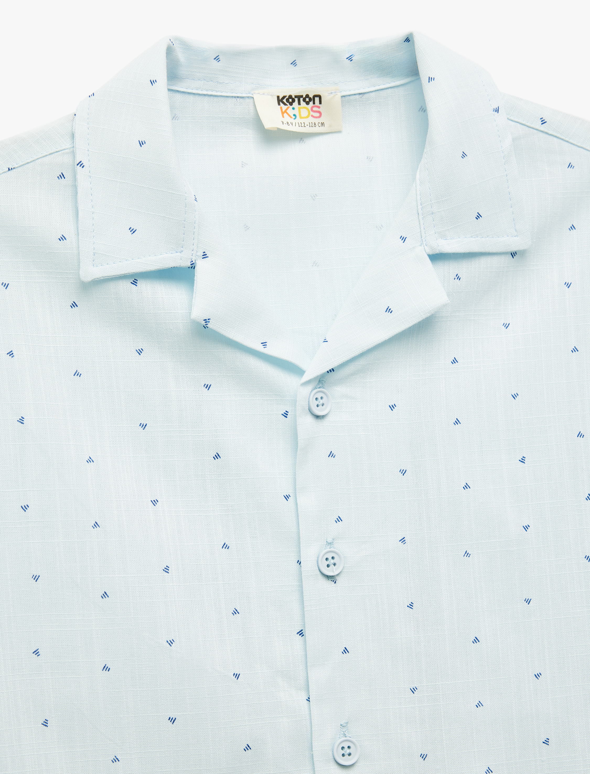  Erkek Çocuk Pamuklu Desenli Kısa Kollu Gömlek