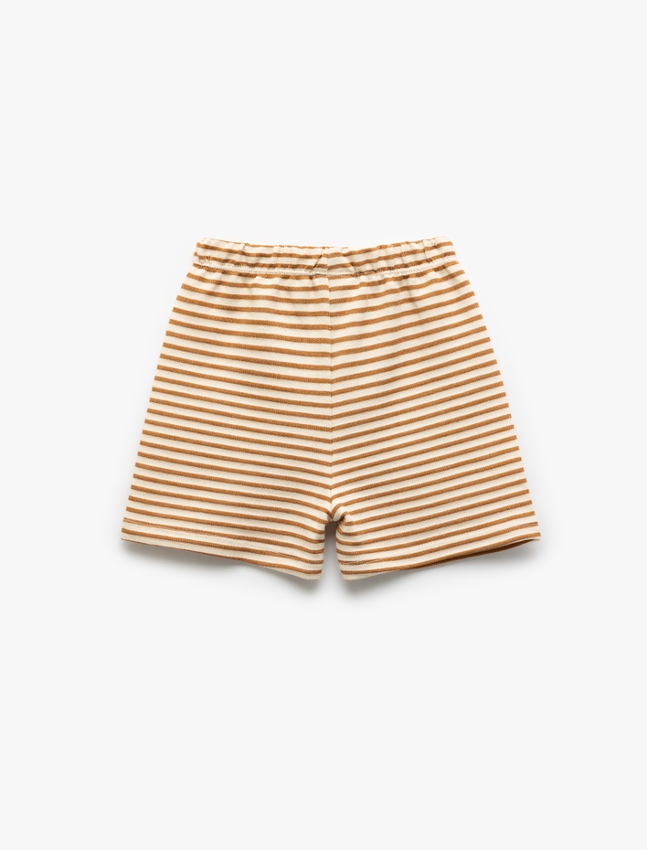 Erkek Bebek Beli Bağcıklı Pamuklu Çizgili Şort