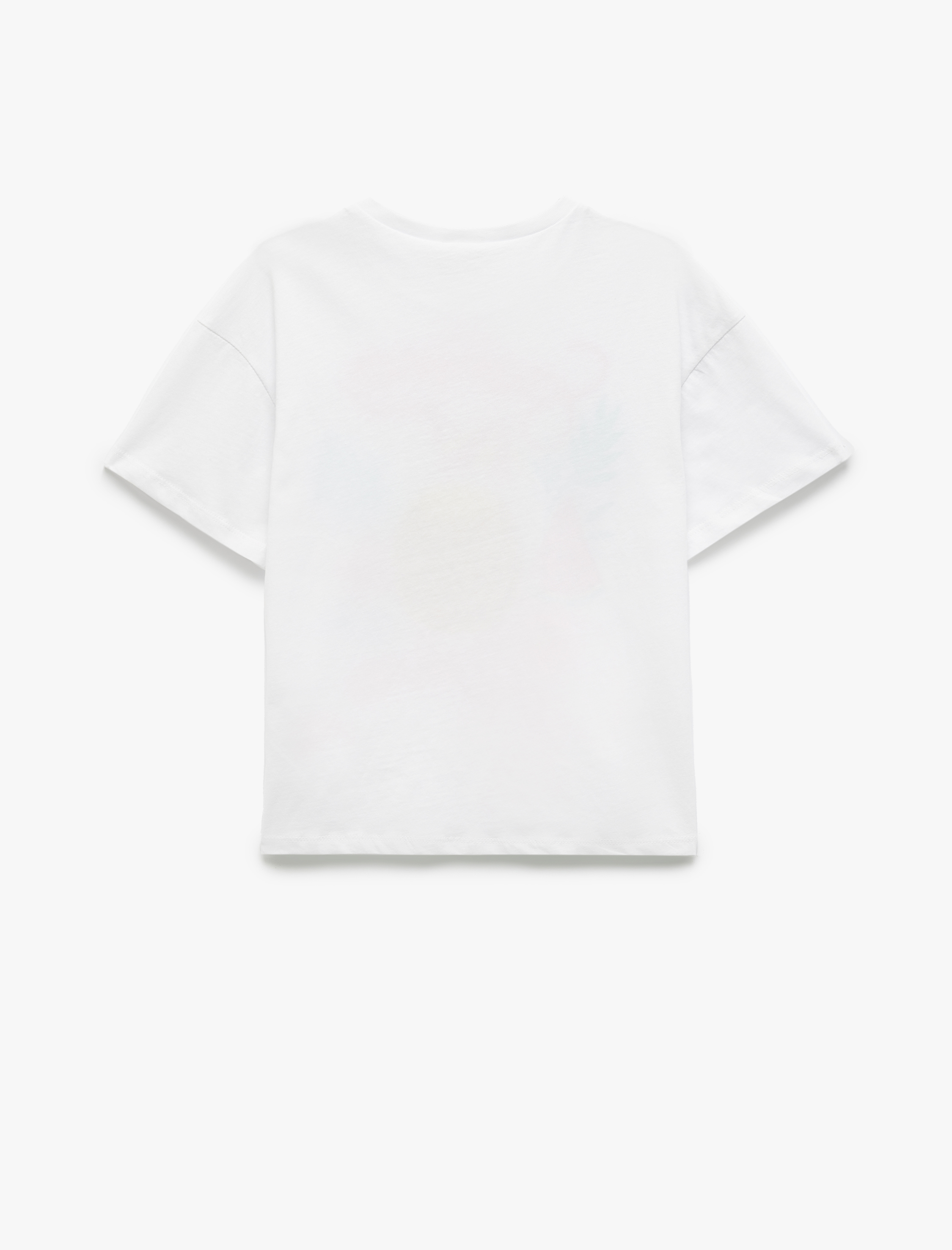  Kız Çocuk Pamuklu Baskılı Bisiklet Yaka Kısa Kollu Tişört