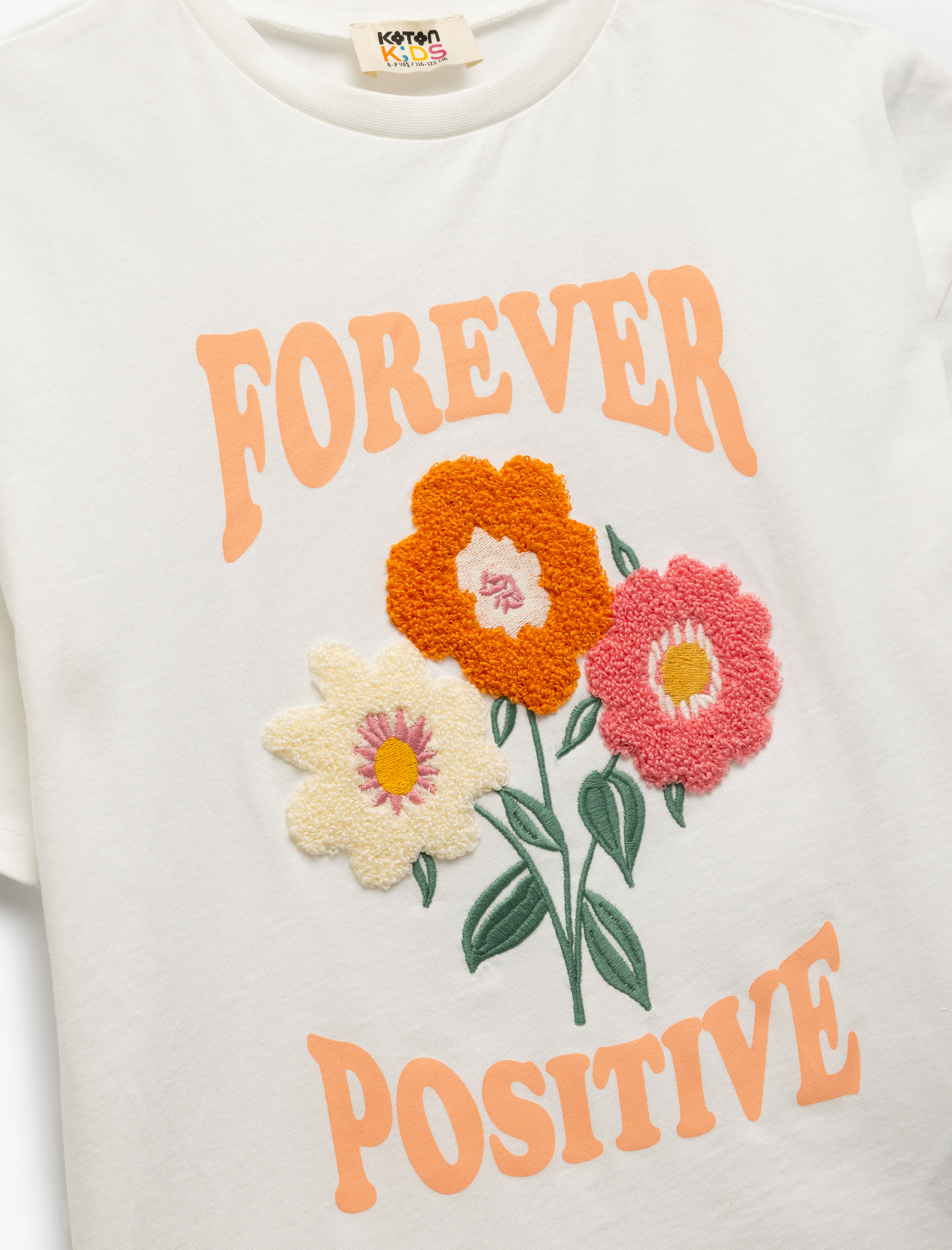  Kız Çocuk Kısa Kollu Bisiklet Yaka Pamuklu Çiçekli Tişört