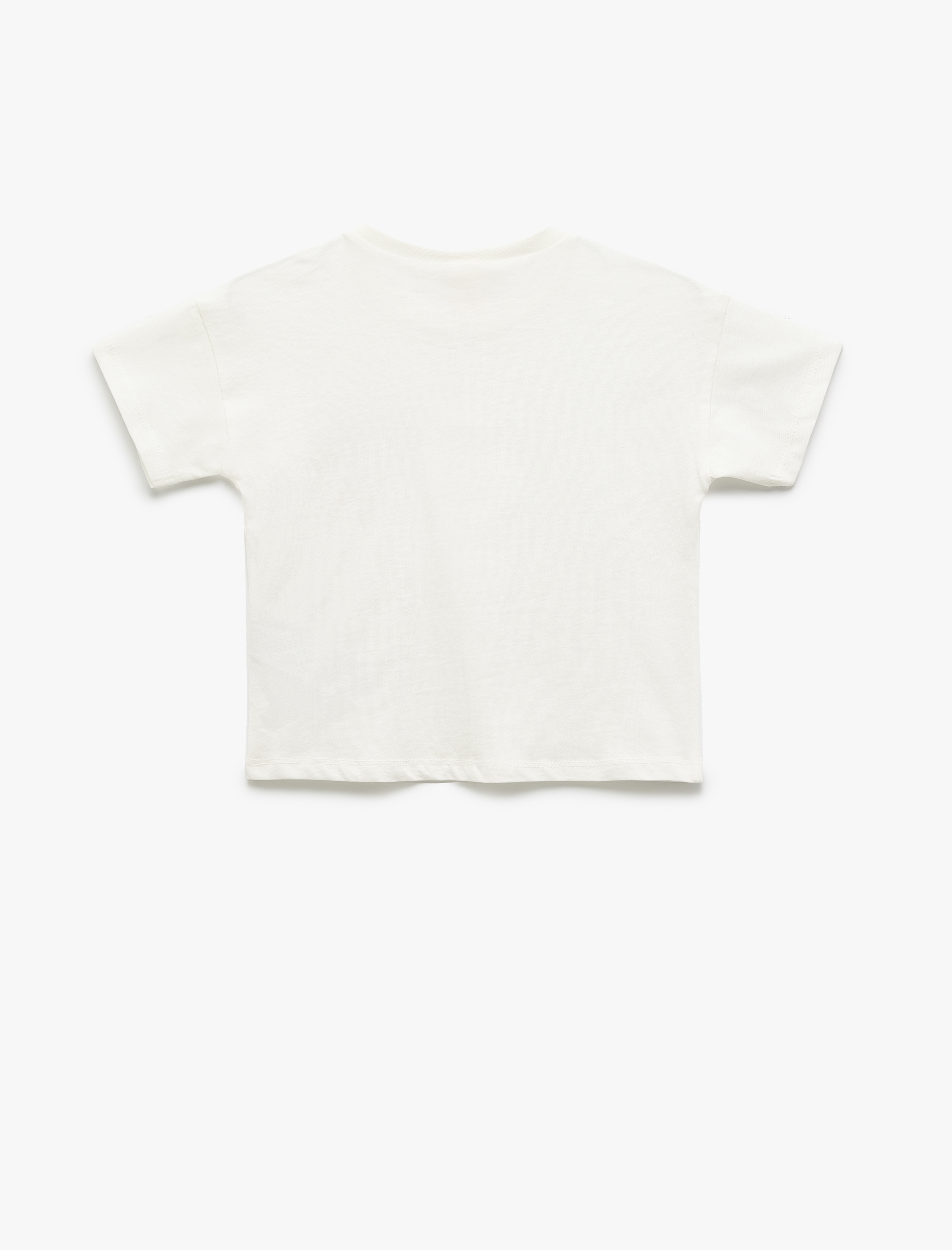  Kız Bebek Cep Detaylı Kısa Kollu Bisiklet Yaka Pamuklu Tişört