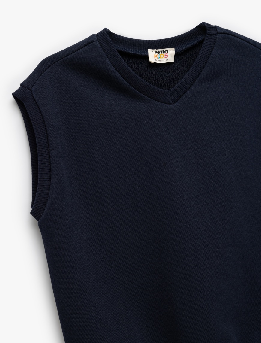  Erkek Çocuk V Yaka Basic Kolsuz Sweatshirt