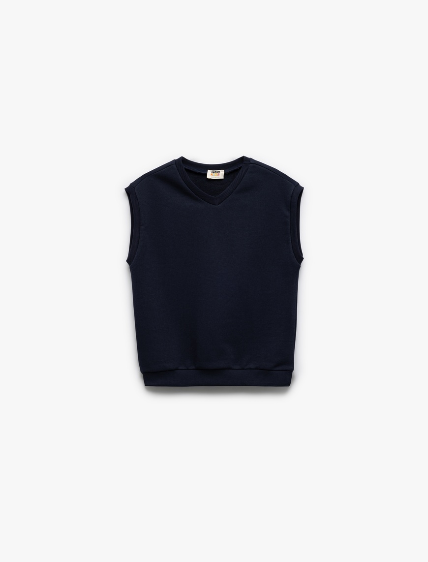  Erkek Çocuk V Yaka Basic Kolsuz Sweatshirt